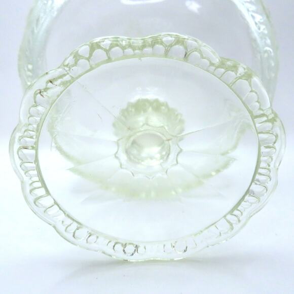 Vintage Pressed Glass Pedestal Bowl Floral Scroll Pattern EAPG Style Candy Dish - Picture 10 of 14